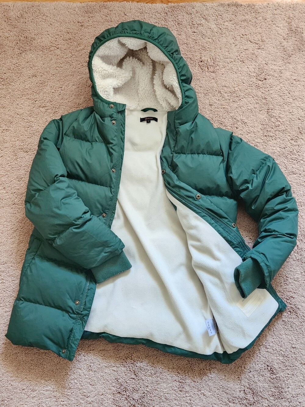 Quince Heavyweight Down Puffer Coat Dark Green Unisex Kids 12 Goose Feather Warm